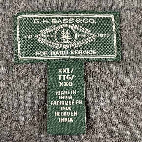 GH Bass 1/4 Zip Pullover Sweater Men’s 2XL Quilt Yoke Fleece Lined Black - Picture 7 of 10